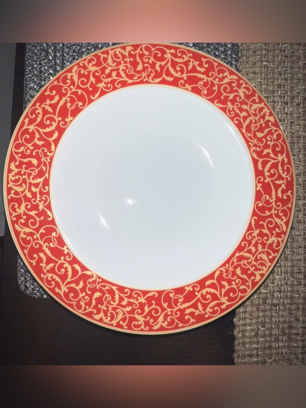 Mikasa Parchment Rouche Gold Scrollwork Fine China Soup Plates. 8.5 inches
